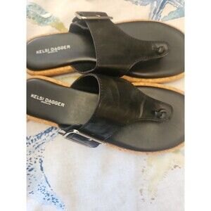 Kelsi Dagger Brooklyn Theoryln 9.5M  Buckle Thong Sandals Black - 001 NEW